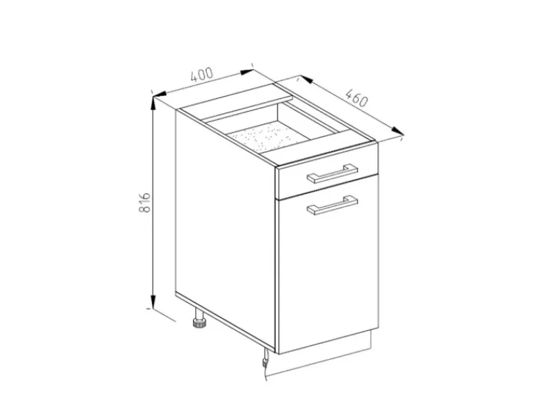 Vicco Küchenunterschrank R-Line Schubladenschrank für die Küche /Anthrazit 40 cm AP Anthrazit< Pfannen