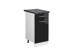Discount Vicco Küchenunterschrank R-Line Schwarz Hochglanz/Weiß 40 cm AP Anthrazit Schwarz Glänzend