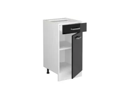 Discount Vicco Küchenunterschrank R-Line Schwarz Hochglanz/Weiß 40 cm AP Anthrazit Schwarz Glänzend