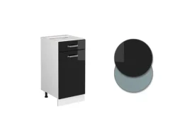 Discount Vicco Küchenunterschrank R-Line Schwarz Hochglanz/Weiß 40 cm AP Anthrazit Schwarz Glänzend