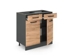 Best Vicco Küchenunterschrank R-Line Goldkraft 80 cm ohne Arbeitsplatte Eiche