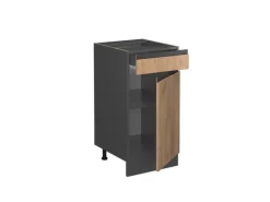 Vicco Küchenunterschrank R-Line Goldkraft /Anthrazit 40 cm AP mit Anthrazit Korpus Eiche