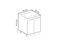 Kühlschränke<Vicco Küchenunterschrank R-Line Küchenkommode Schwarz Beton/Weiß 60 cm AP Marmor