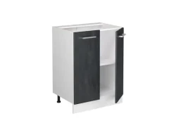 Kühlschränke<Vicco Küchenunterschrank R-Line Küchenkommode Schwarz Beton/Weiß 60 cm AP Marmor