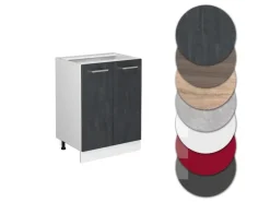 Kühlschränke<Vicco Küchenunterschrank R-Line Küchenkommode Schwarz Beton/Weiß 60 cm AP Marmor