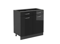 Vicco Küchenunterschrank R-Line Schwarz Hochglanz/Anthrazit 80 cm ohne Arbeitsplatte< Küchenschränke