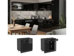 Vicco Küchenunterschrank R-Line Schwarz Hochglanz/Anthrazit 80 cm ohne Arbeitsplatte< Küchenschränke