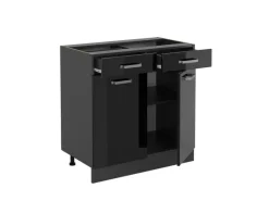 Vicco Küchenunterschrank R-Line Schwarz Hochglanz/Anthrazit 80 cm ohne Arbeitsplatte< Küchenschränke