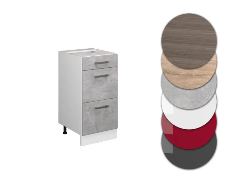 Vicco Küchenunterschrank R-Line /Weiß 40 cm mit Schubladen ohne Arbeitsplatte< Einbauküchen