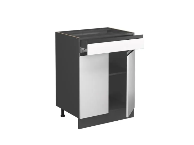Vicco Küchenunterschrank R-Line Schubladenschrank für die Küche /Anthrazit 60 cm AP Eiche Weiß