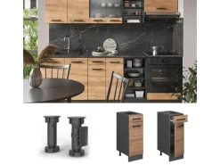 Pfannen<Vicco Küchenunterschrank R-Line Goldkraft /Anthrazit 30 cm AP Anthrazit mit Anthrazit Korpus