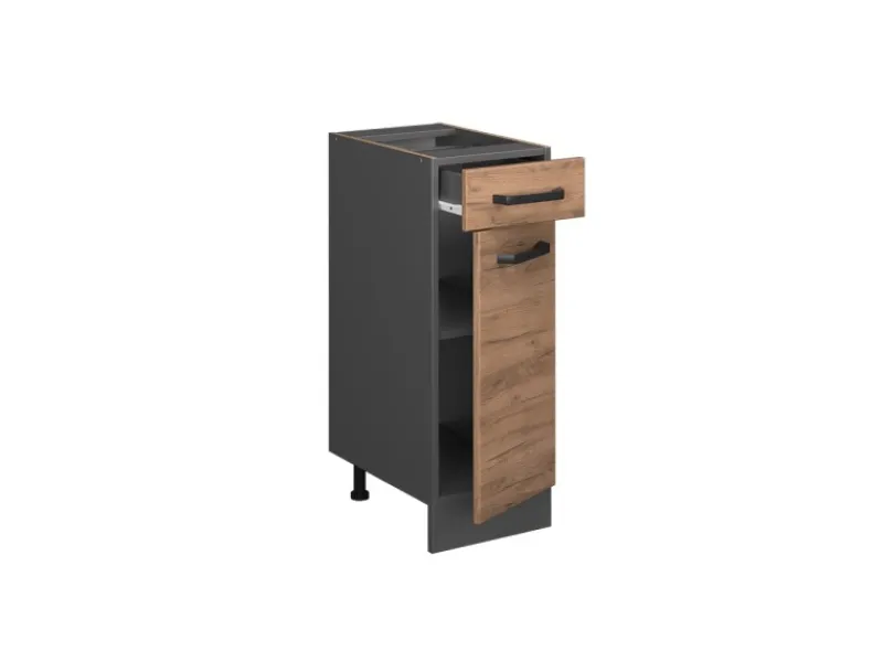 Pfannen<Vicco Küchenunterschrank R-Line Goldkraft /Anthrazit 30 cm AP Anthrazit mit Anthrazit Korpus