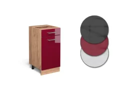 Outlet Vicco Küchenunterschrank R-Line Bordeaux Hochglanz/Goldkraft Eiche 40 cm AP Anthrazit Bordeaux-Glanz