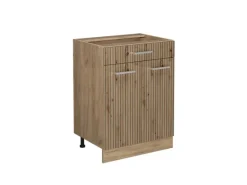 Vicco Küchenunterschrank R-Line Artisan-Eiche/Goldkraft Eiche 60 cm mit Schublade ohne Arbeitsplatte< Pfannen|Küchenschränke