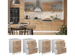 Vicco Küchenunterschrank R-Line Sonoma/Weiß 60 cm mit Schubladen ohne Arbeitsplatte< Küchenschränke