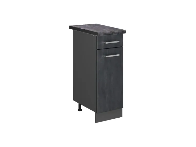 Hot Vicco Küchenunterschrank R-Line Schubladenschrank für die Küche Schwarz Beton 30 cm AP Anthrazit mit Anthrazit Korpus