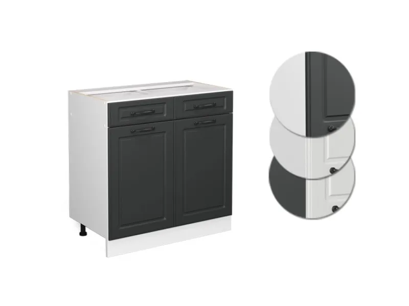 Küchenschränke<Vicco Küchenunterschrank R-Line Anthrazit Landhaus/Weiß 80 cm ohne Arbeitsplatte