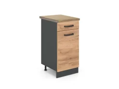 Pfannen<Vicco Küchenunterschrank R-Line Goldkraft /Anthrazit 40 cm AP mit Anthrazit Korpus