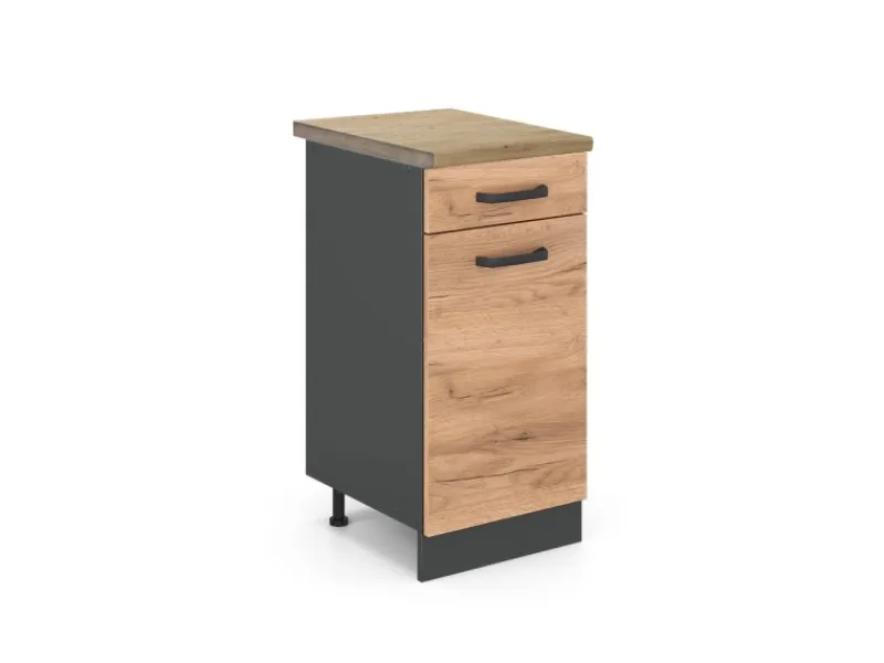Pfannen<Vicco Küchenunterschrank R-Line Goldkraft /Anthrazit 40 cm AP mit Anthrazit Korpus