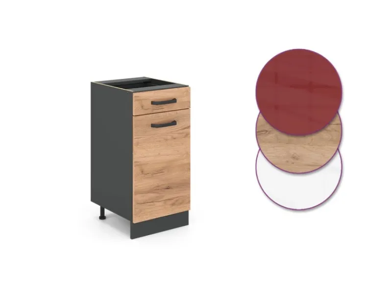 Pfannen<Vicco Küchenunterschrank R-Line Goldkraft /Anthrazit 40 cm AP mit Anthrazit Korpus