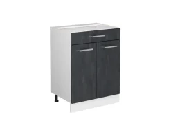 Küchenschränke<Vicco Küchenunterschrank R-Line Schwarz Beton 60 cm ohne Arbeitsplatte mit Weiß Korpus