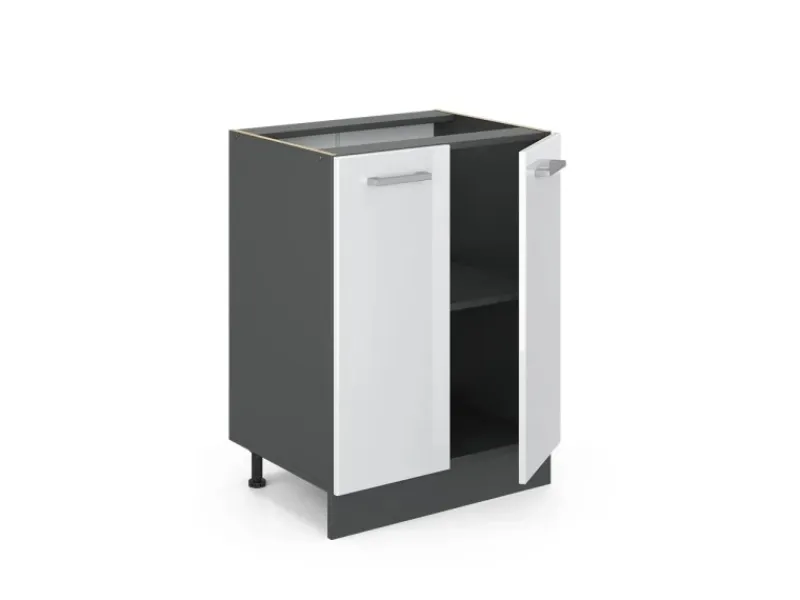 Best Vicco Küchenunterschrank R-Line Küchenkommode Hochglanz/Anthrazit AP Marmor Weiß