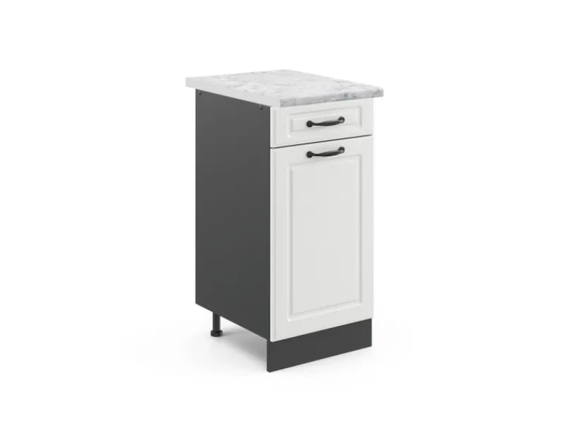 Pfannen<Vicco Küchenunterschrank R-Line Landhaus/Anthrazit 40 cm AP Marmor