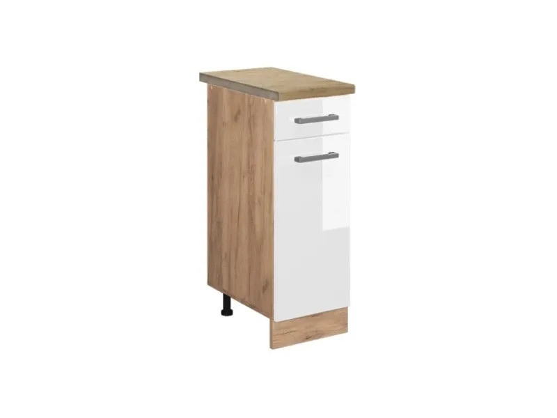 Sale Vicco Küchenunterschrank R-Line Hochglanz/Goldkraft Eiche 30 cm AP Eiche Weiß