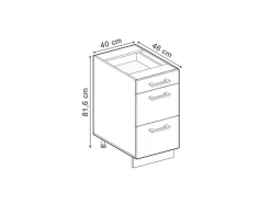 Vicco Küchenunterschrank R-Line Blau-Grau/Anthrazit 40 cm mit Schubladen AP Eiche< Pantryküchen|Kücheninseln
