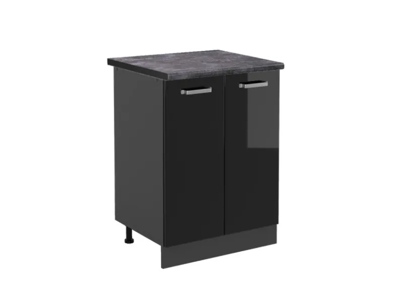 Clearance Vicco Küchenunterschrank R-Line Schwarz Hochglanz/Anthrazit 60 cm AP Anthrazit Schwarz Glänzend