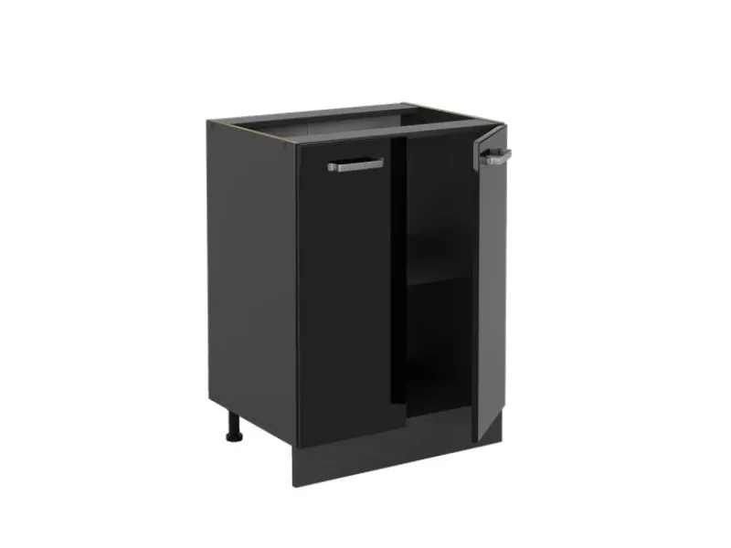 Clearance Vicco Küchenunterschrank R-Line Schwarz Hochglanz/Anthrazit 60 cm AP Anthrazit Schwarz Glänzend