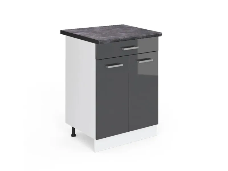 Küchenschränke<Vicco Küchenunterschrank R-Line Hochglanz/Weiß 60 cm mit Schublade AP