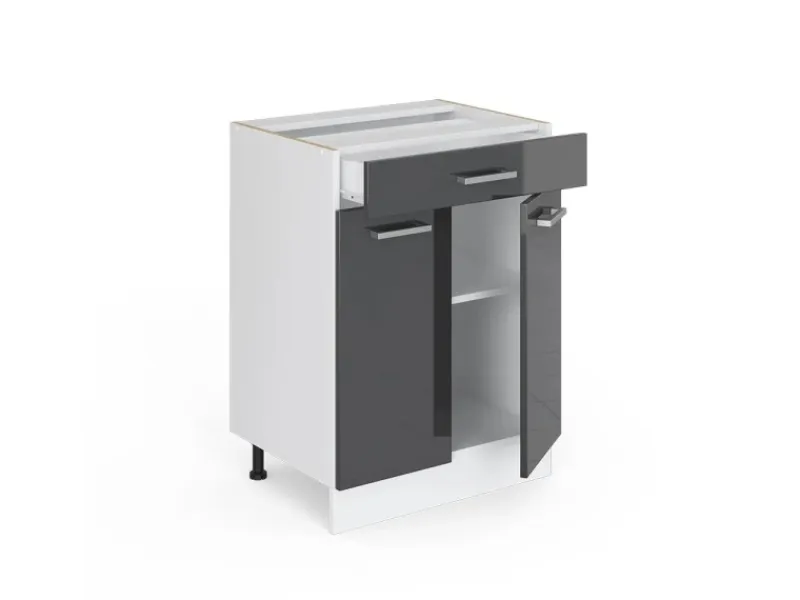 Küchenschränke<Vicco Küchenunterschrank R-Line Hochglanz/Weiß 60 cm mit Schublade AP