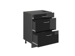 Vicco Küchenunterschrank R-Line Schwarz Hochglanz/Anthrazit 60 cm mit Schubladen AP Anthrazit< Küchenschränke