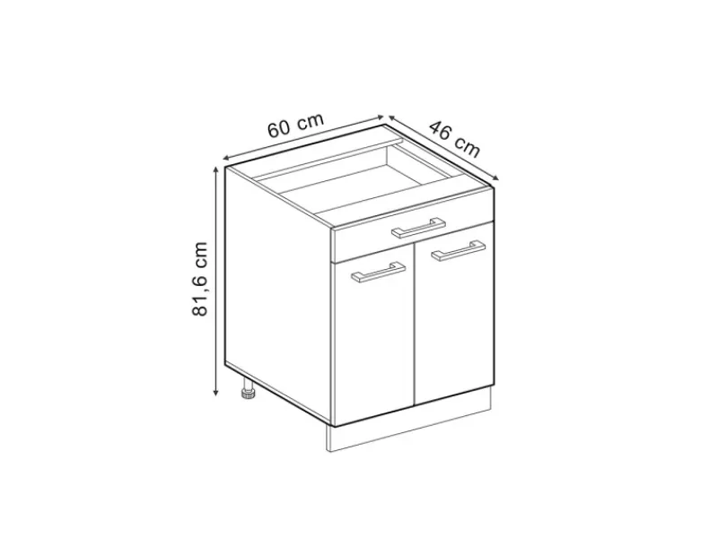 Outlet Vicco Küchenunterschrank R-Line Bordeaux Hochglanz/Anthrazit 60 cm mit Schublade ohne Arbeitsplatte Bordeaux-Glanz