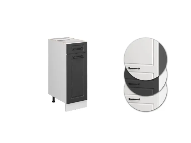 Outlet Vicco Küchenunterschrank R-Line Anthrazit Landhaus/Weiß 30 cm ohne Arbeitsplatte Anthrazitgrau
