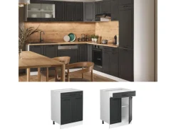 Küchenschränke<Vicco Küchenunterschrank R-Line Anthrazit Landhaus/Weiß 60 cm mit Schublade ohne Arbeitsplatte