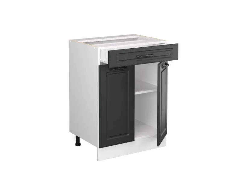 Küchenschränke<Vicco Küchenunterschrank R-Line Anthrazit Landhaus/Weiß 60 cm mit Schublade ohne Arbeitsplatte