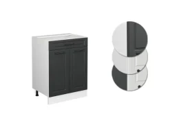 Küchenschränke<Vicco Küchenunterschrank R-Line Anthrazit Landhaus/Weiß 60 cm mit Schublade ohne Arbeitsplatte