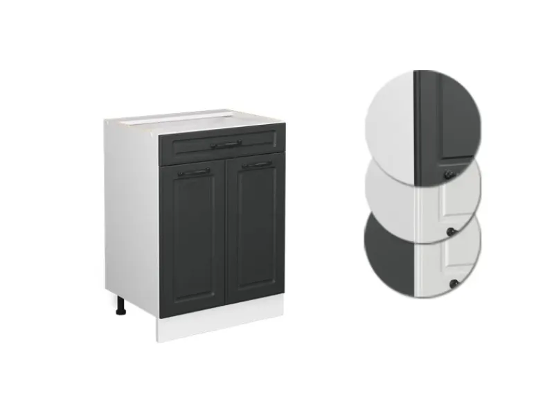 Küchenschränke<Vicco Küchenunterschrank R-Line Anthrazit Landhaus/Weiß 60 cm mit Schublade ohne Arbeitsplatte