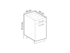 Vicco Küchenunterschrank R-Line Schubladenschrank für die Küche Schwarz Beton 40 cm AP Marmor mit Goldkraft Eiche Korpus< Pfannen