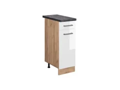 Vicco Küchenunterschrank R-Line Hochglanz/Goldkraft Eiche 30 cm AP Anthrazit< Pfannen