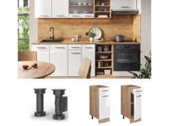 Vicco Küchenunterschrank R-Line Hochglanz/Goldkraft Eiche 30 cm AP Anthrazit< Pfannen