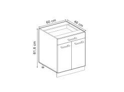 Vicco Küchenunterschrank R-Line Schubladenschrank für die Küche Schwarz Beton 60 cm AP Anthrazit mit Goldkraft Eiche Korpus< Küchenrückwände