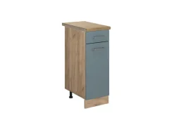 Vicco Küchenunterschrank R-Line Blau-Grau/Goldkraft Eiche 30 cm AP Eiche< Pfannen