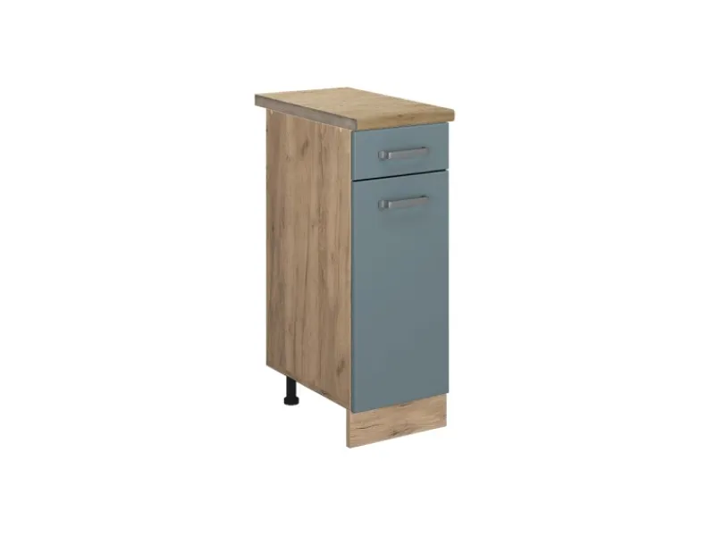Vicco Küchenunterschrank R-Line Blau-Grau/Goldkraft Eiche 30 cm AP Eiche< Pfannen