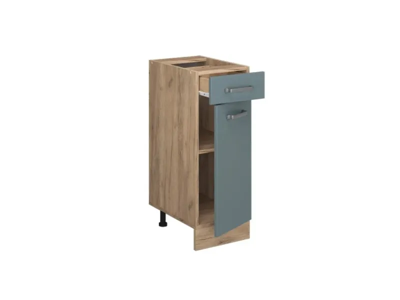 Vicco Küchenunterschrank R-Line Blau-Grau/Goldkraft Eiche 30 cm AP Eiche< Pfannen