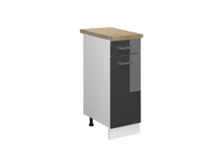 Vicco Küchenunterschrank R-Line Hochglanz/Weiß 30 cm AP Eiche< Küchenschränke