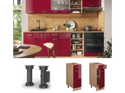 Pfannen<Vicco Küchenunterschrank R-Line Bordeaux Hochglanz/Goldkraft Eiche 30 cm AP Anthrazit