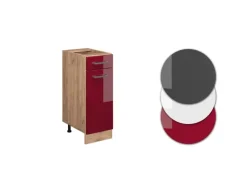 Pfannen<Vicco Küchenunterschrank R-Line Bordeaux Hochglanz/Goldkraft Eiche 30 cm AP Anthrazit